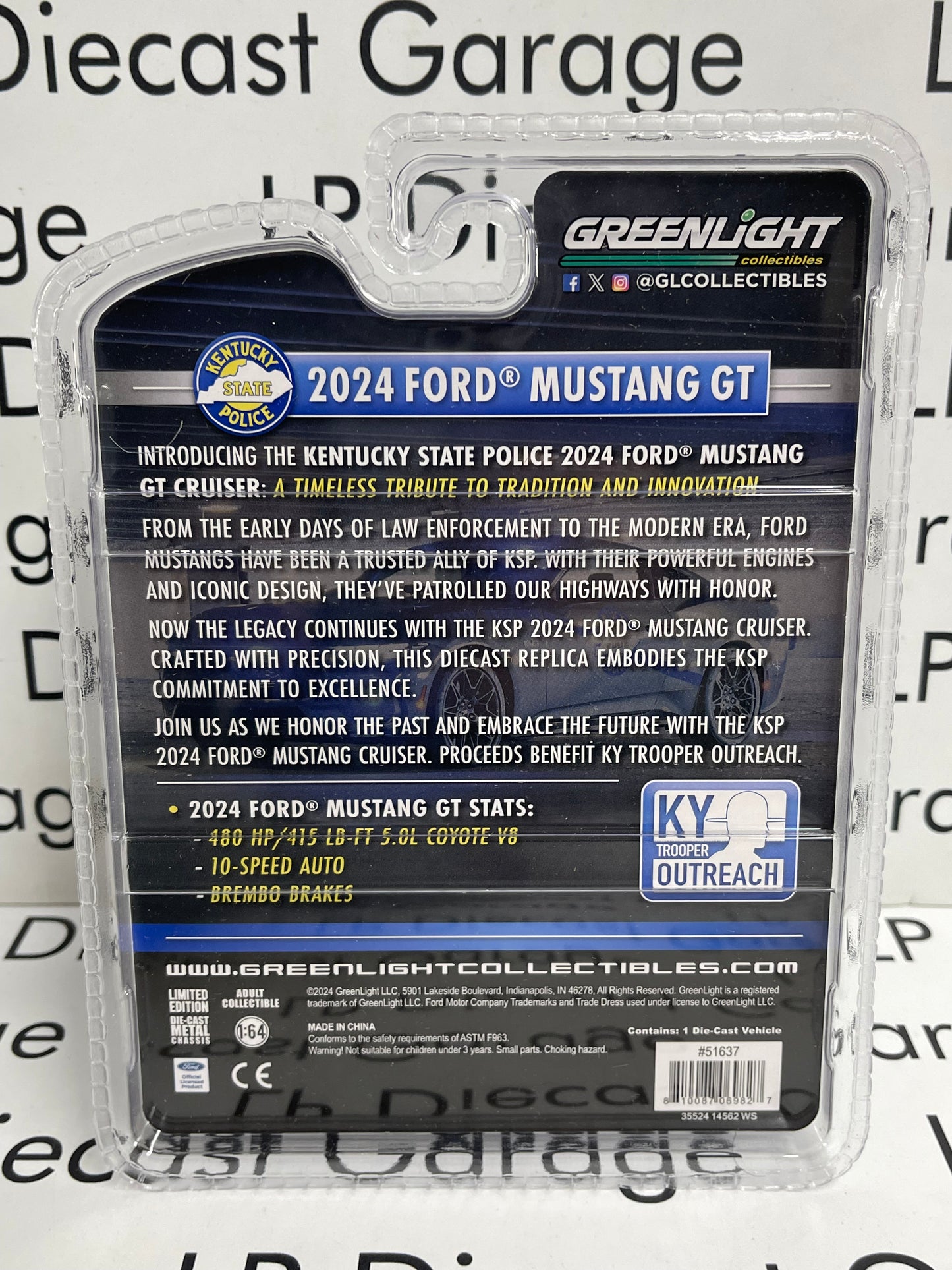GREENLIGHT 2024 Ford Mustang GT Kentucky Police 1:64 Diecast Exclusive