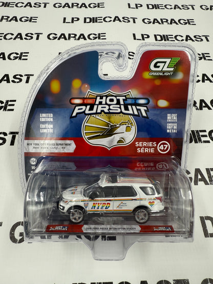 GREENLIGHT 2016 Ford Explorer Police NYPD Pride 1:64 Diecast Hot Pursuit