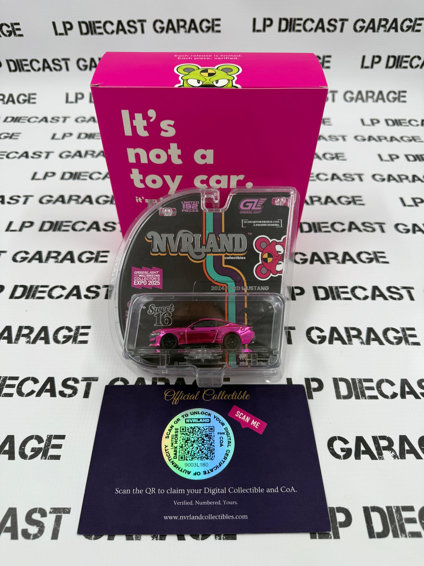 GREENLIGHT 2024 Ford Mustang Dark Horse Pink 1:64 Diecast 2025 Expo NVRLand Exclusive