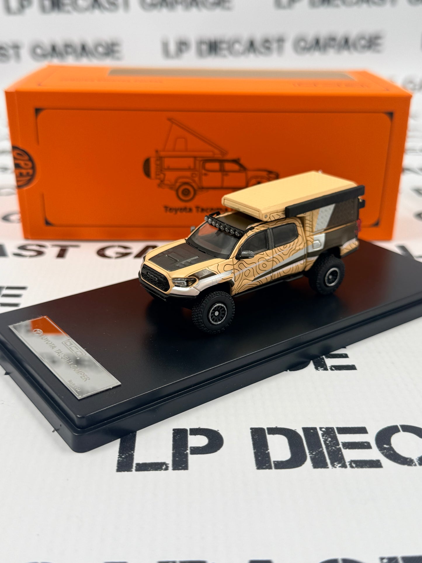 GCD 2023 Toyota Tacoma w/ Camper Desert Tan 1:64 Diecast