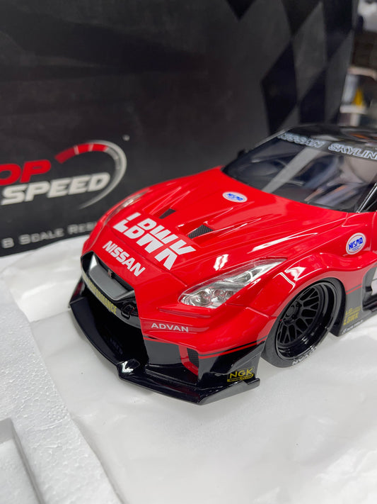 TOP SPEED Nissan 35GT-RR LB Silhouette WORKS GT Ver 1 Red/ Black 1:18 Resin Model