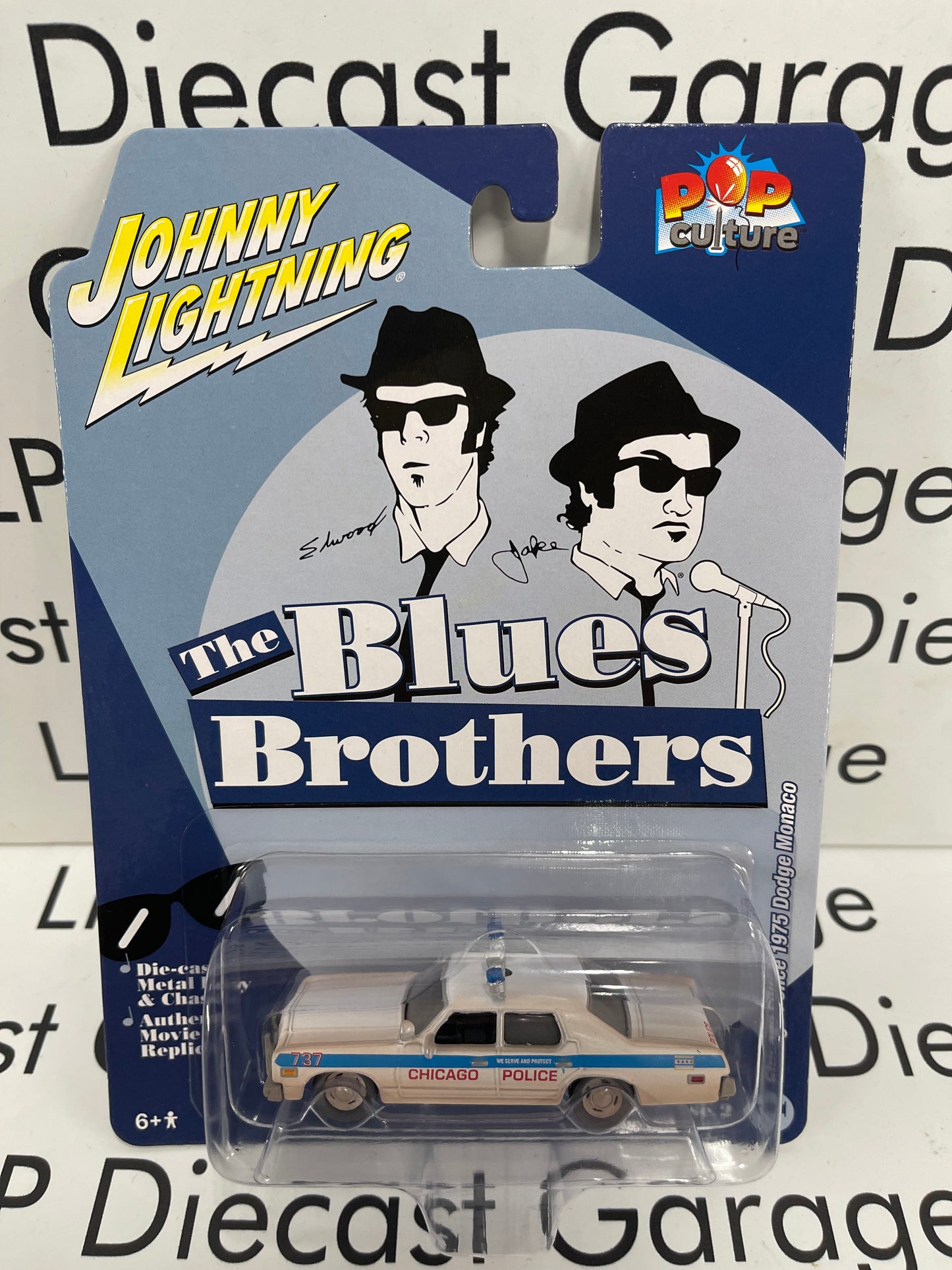 JOHNNY LIGHTNING 1975 Dodge Monaco Blues Brothers 1:64 Diecast Chicago Pop Culture