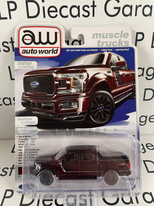 AUTO WORLD 2020 Ford F-150 Lariat Magma Red 1:64 Diecast Muscle Trucks