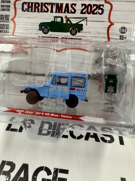 GREENLIGHT 1974 Jeep DJ-5 Mail Truck w/ Mailbox 1:64 Diecast Christmas 2025
