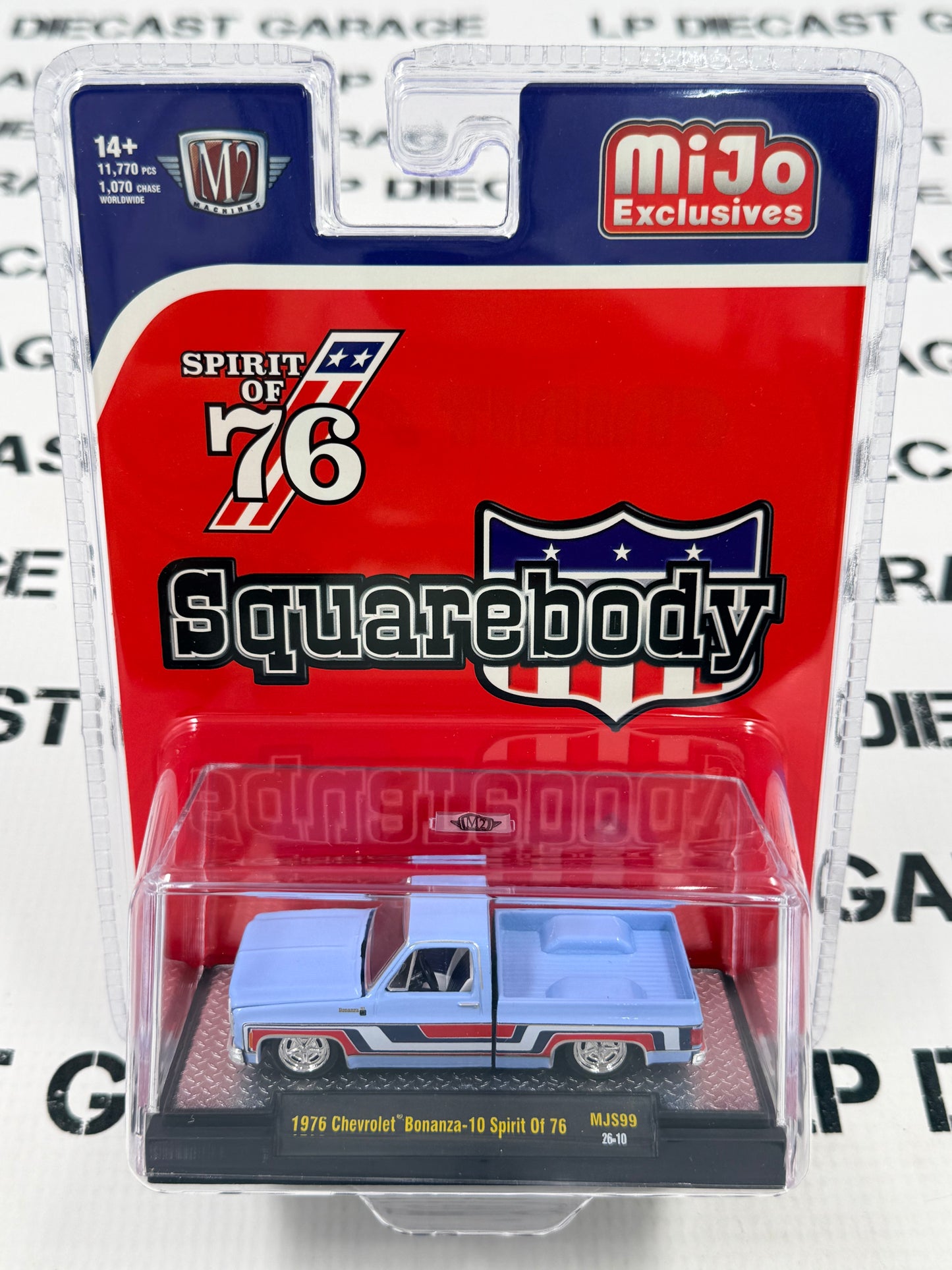 M2 1976 Chevrolet Silverado Bonanza Spirit of 76 Blue 1:64 Diecast MiJo