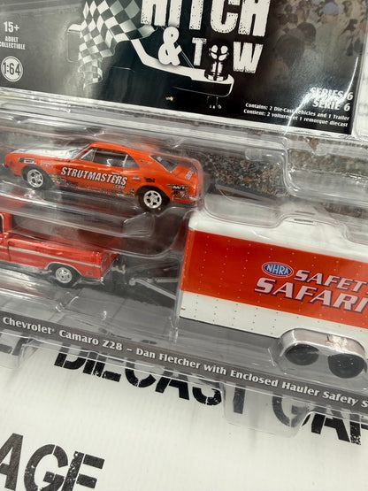 GREENLIGHT 1969 Ford F-250 & Camaro Dan Fletcher Safari NHRA 1:64 Diecast Hitch & Tow