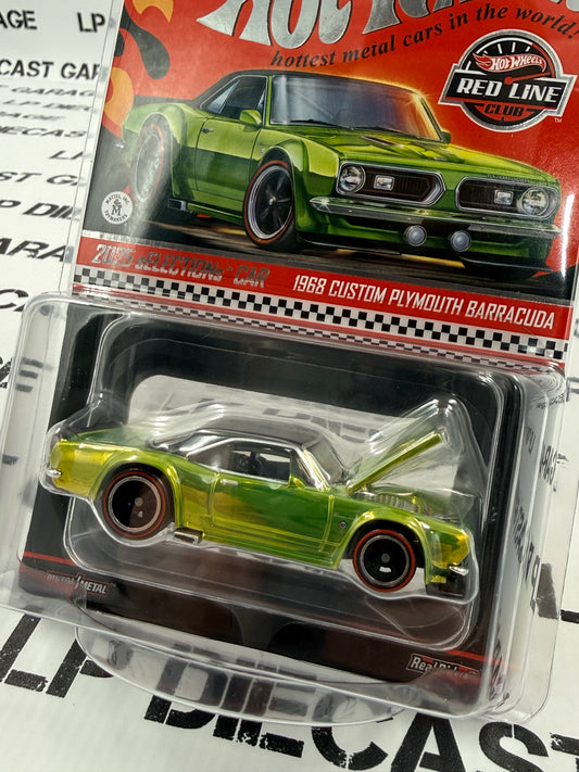 HOT WHEELS 1968 Custom Plymouth Barracuda Green RLC Selections 1:64 Diecast