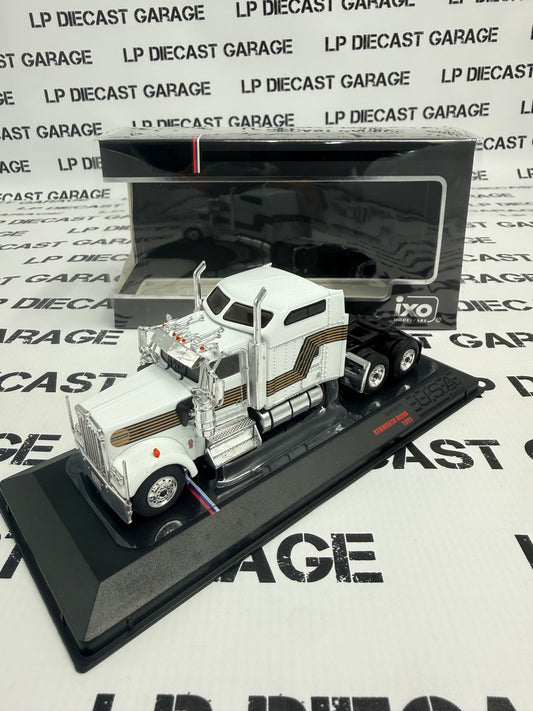 IXO Models 1995 Kenworth W900 White w/ Gold Stripe Semi Truck 1:64 Diecast