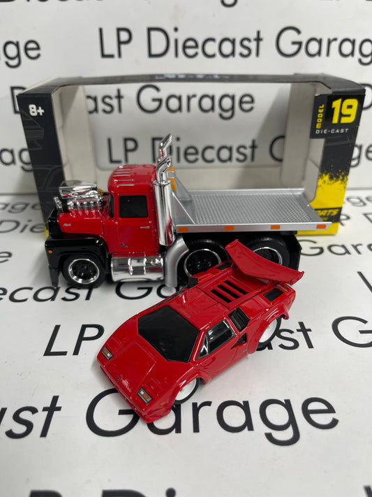 MAISTO 1980 Mack & Lamborghini Countach Red 1:64 Diecast Muscle Machines