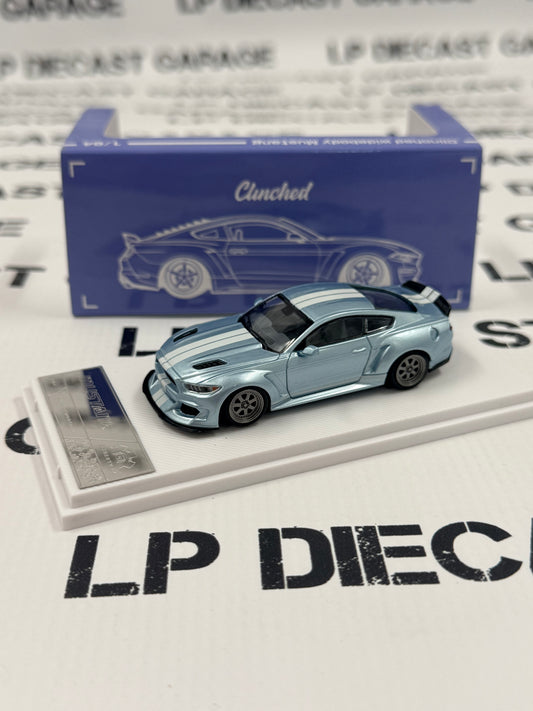 LIBERTY64 Ford Mustang Clinched Light Blue w/ White Stripes 1:64 Diecast Ghost Player