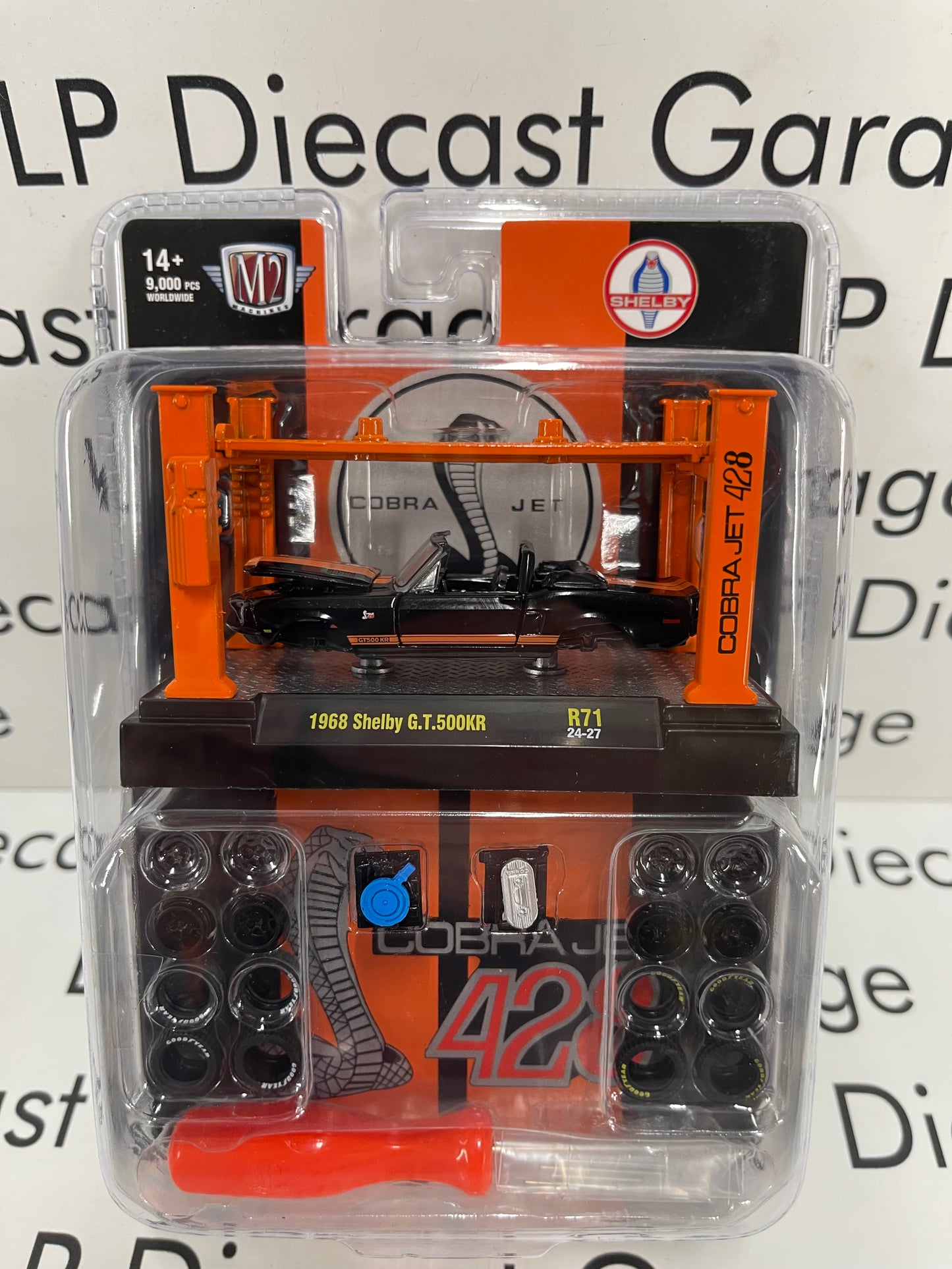 M2 Machines 1968 Ford Mustang Shelby GT500KR Black & Orange Cobra Jet