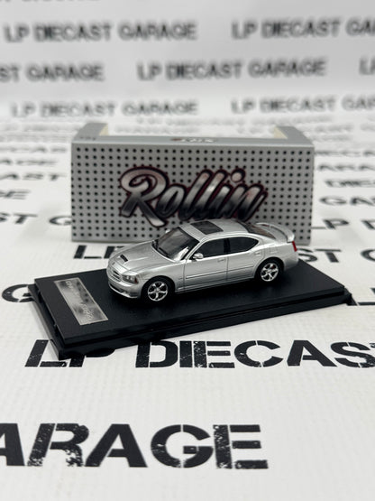 ROLLIN 2008 Dodge Charger SRT8 Silver Sedan 1:64 Diecast