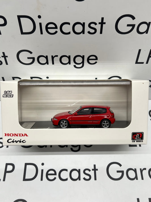 LCD MODELS 1993 Honda Civic EG6 Hatchback V-Tec Red with Opening Hood 1:64 Diecast