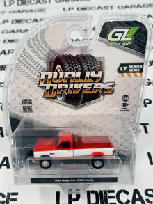 GREENLIGHT 1993 Dodge Ram Dually Pulling Truck Red & White 1:64 Diecast Dually Drivers Series 17