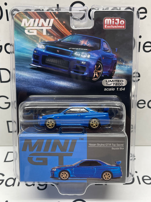 MINI GT Nissan Skyline GT-R R34 Top Secret Bayside Blue MiJo Exclusive 1:64 Diecast