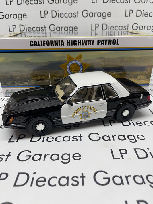 GREENLIGHT 1982 Ford Mustang SSP California Highway Patrol CHP Police Car 1:18 Diecast