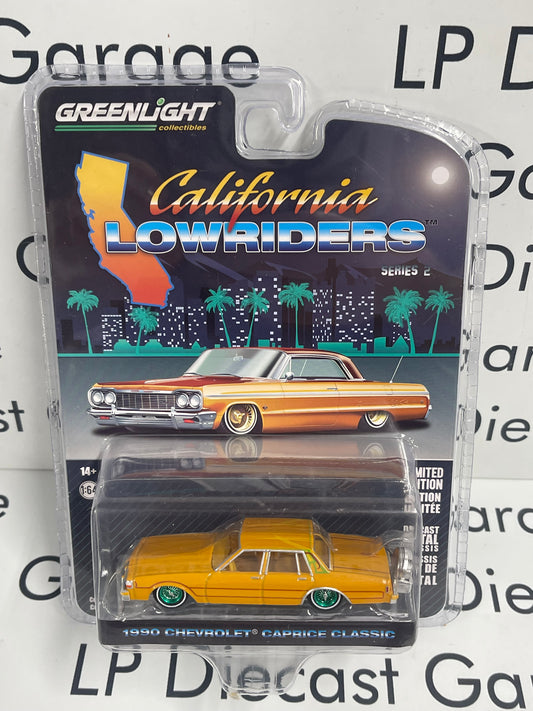 GREEN MACHINE CHASE GREENLIGHT 1990 Chevrolet Caprice Orange 1:64 Diecast California Lowriders
