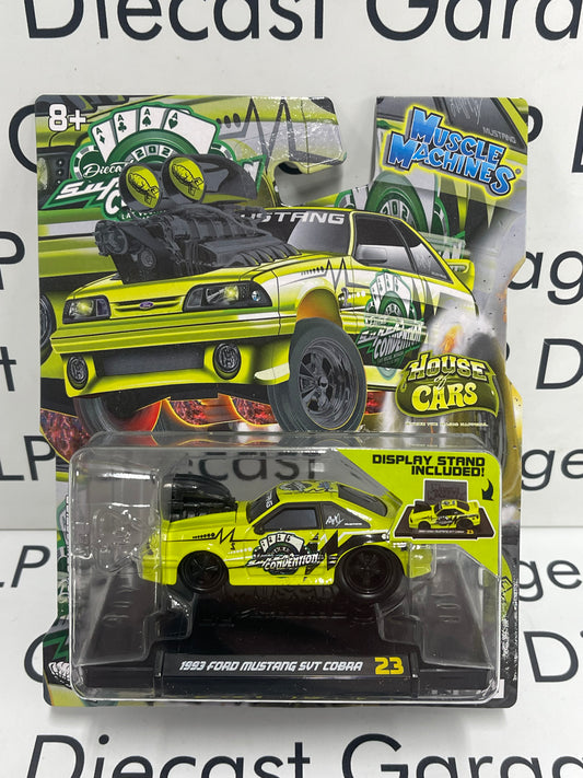 MAISTO Muscle Machines 1993 Ford Mustang SVT Cobra Lime Green Vegas Convention 1:64 Diecast
