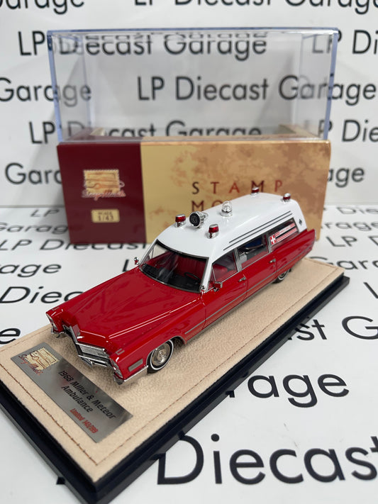 STAMP MODELS 1968 Cadillac Miller Meteor Ambulance Red/ White 1:43 Scale Resin Model