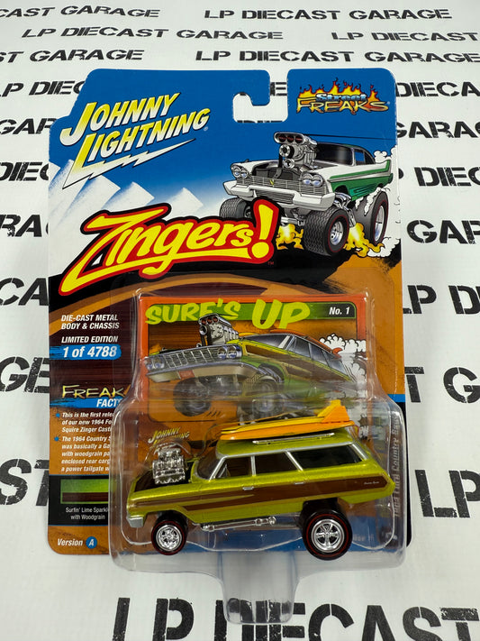 JOHNNY LIGHTNING 1964 Ford Country Squire Green Woody 1:64 Diecast Zingers