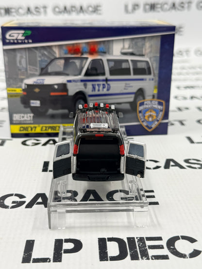 CHROME CHASE GREENLIGHT Chevy Express Van NYPD Police 1:64 Diecast Expo Exclusive