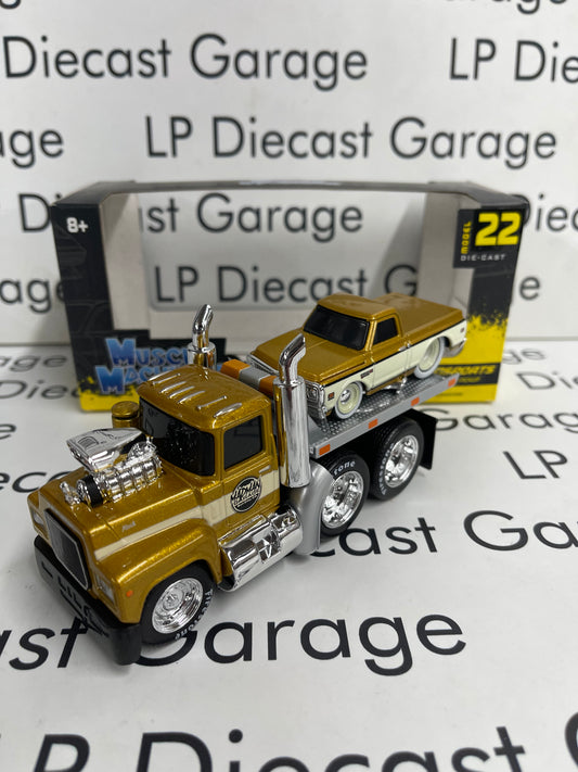 MAISTO 1980 Mack & 1972 Chevy C10 Gold Trucks 1:64 Diecast Muscle Machines