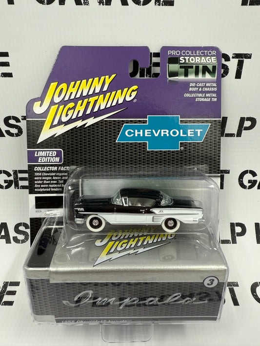 CHASE JOHNNY WHITE LIGHTNING 1958 Chevrolet Impala Black 1:64 Diecast Collector Tins
