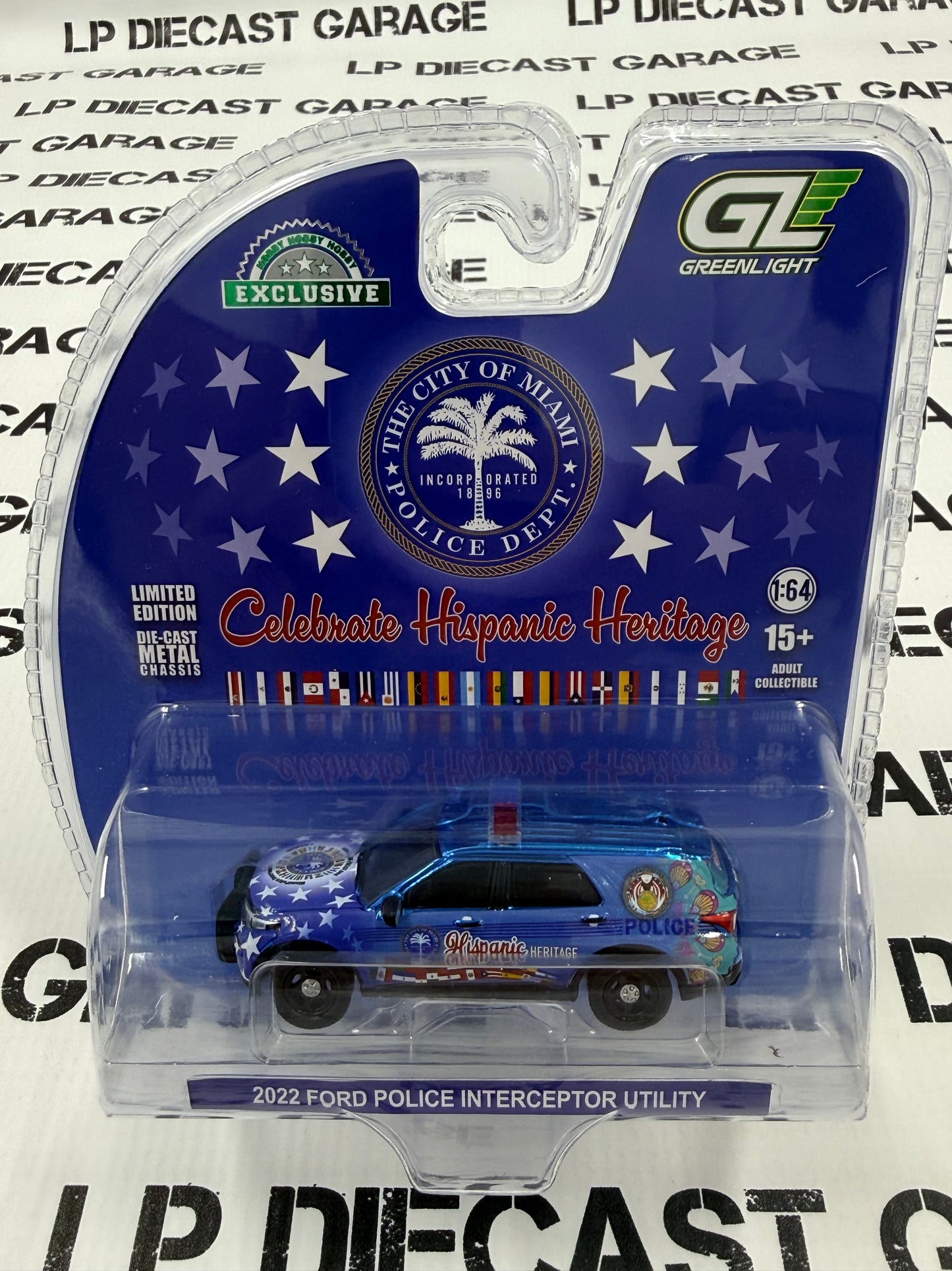 CHROME CHASE GREENLIGHT 2022 Ford Police Interceptor Utility Hispanic Heritage 1:64 Diecast Miami
