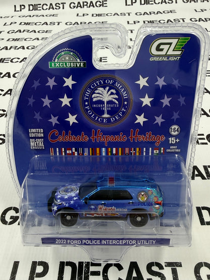 CHROME CHASE GREENLIGHT 2022 Ford Police Interceptor Utility Hispanic Heritage 1:64 Diecast Miami