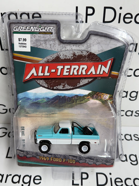 GREENLIGHT 1969 Ford F-100 Blue & White All Terrain 1:64 Diecast