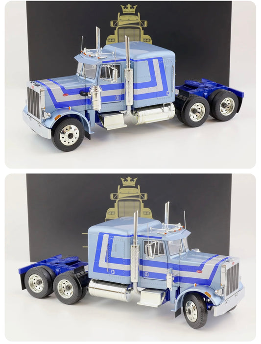 ROAD KINGS 1967 Peterbilt 359  Semi Truck Light Blue/ Silver 1:18 Diecast