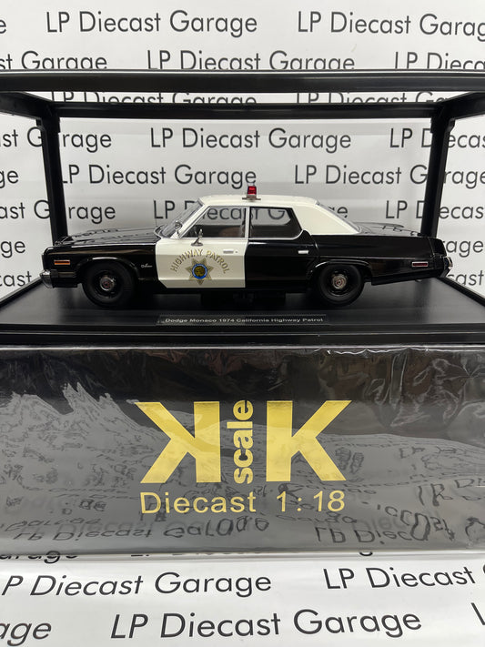KK Scale 1974 Dodge Monaco California Highway Patrol CHP Police Car 1:18 Diecast