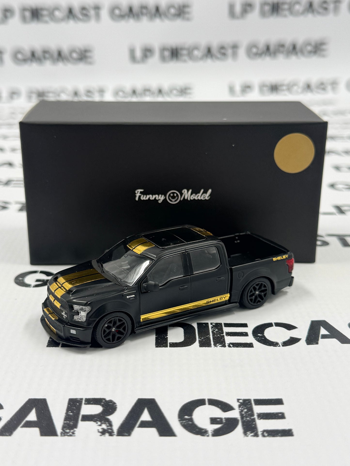 FUNNY MODELS Ford F-150 Shelby Super Snake Black w/ Gold Stripe 1:64 Diecast