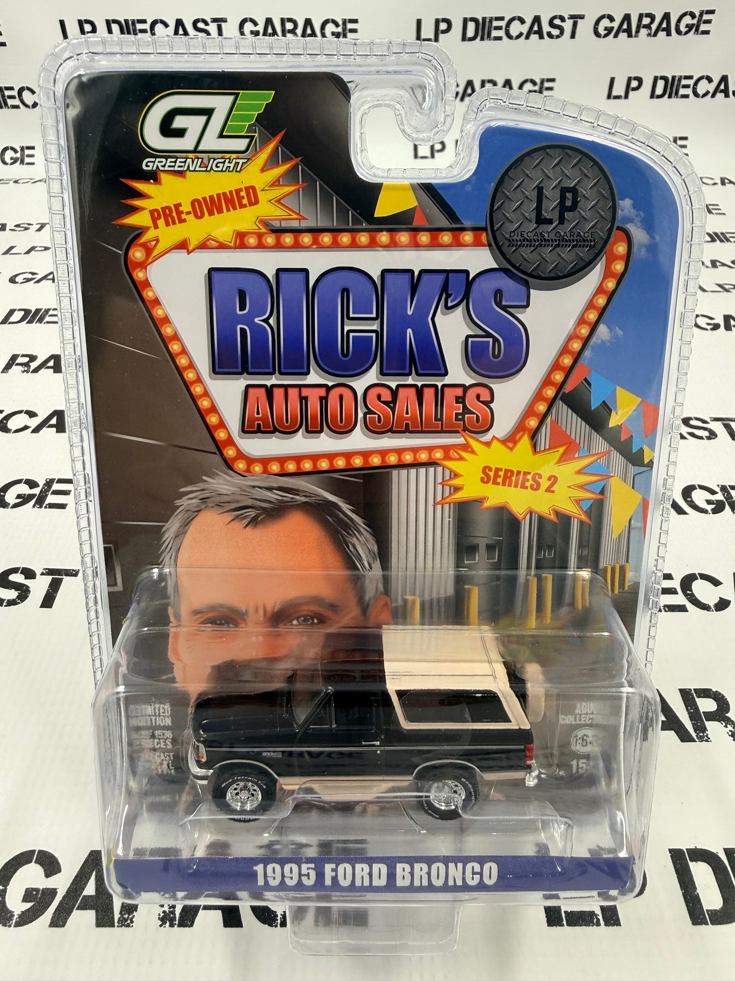 GREENLIGHT 1995 Ford Bronco Black Tan LP Exclusive 1:64 Diecast Ricks Auto Sales