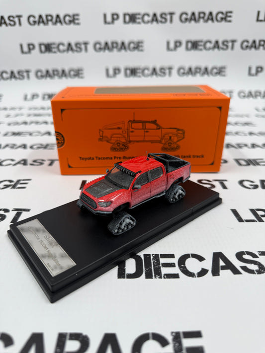 GCD 2023 Toyota Tacoma Snowmobile Red with Tracks 1:64 Diecast Snow Covered