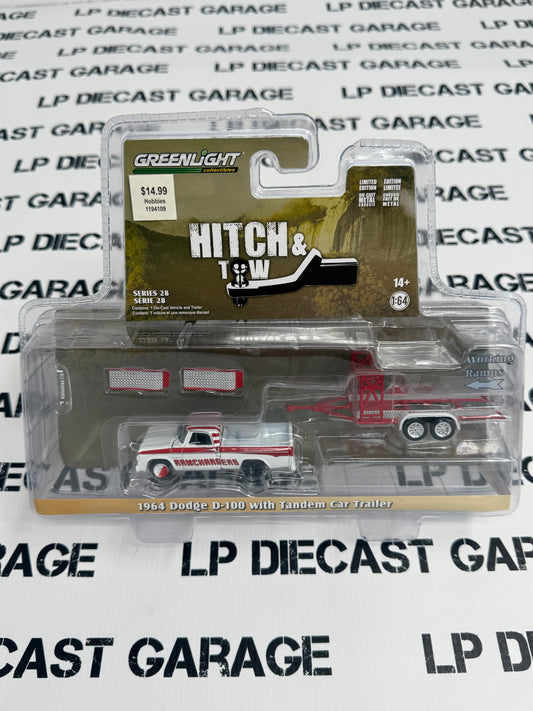 GREENLIGHT Ramchargers Set 1964 Dodge D-100 w/Trailer 1:64 Diecast