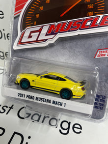 CHASE GREENLIGHT 2021 Ford Mustang Mach 1 Grabber Yellow 1:64 Diecast GL Muscle