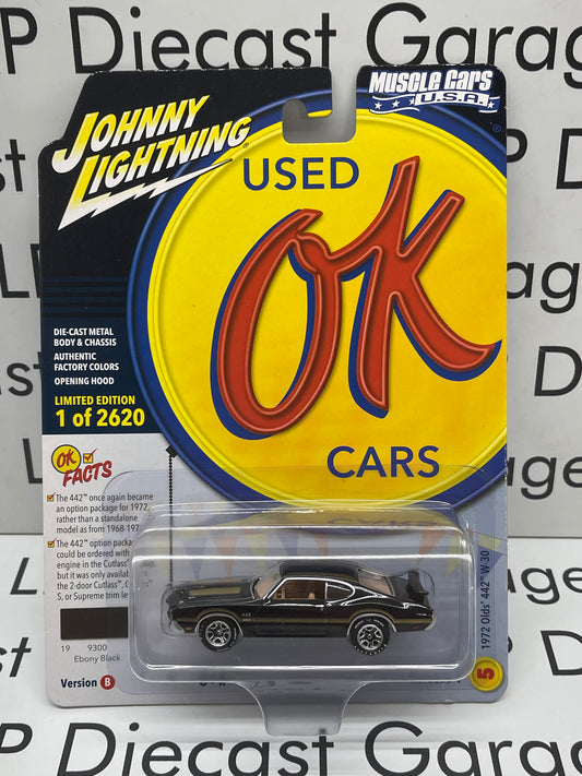 JOHNNY LIGHTNING OK Used Cars 1972 Olds 442 W-30 Ebony Black 1:64 Diecast