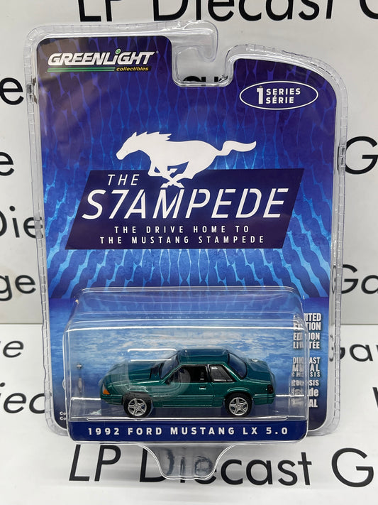 GREENLIGHT 1992 Ford Mustang LX 5.0 Coupe Deep Emerald Green The Stampede Series 1:64 Diecast