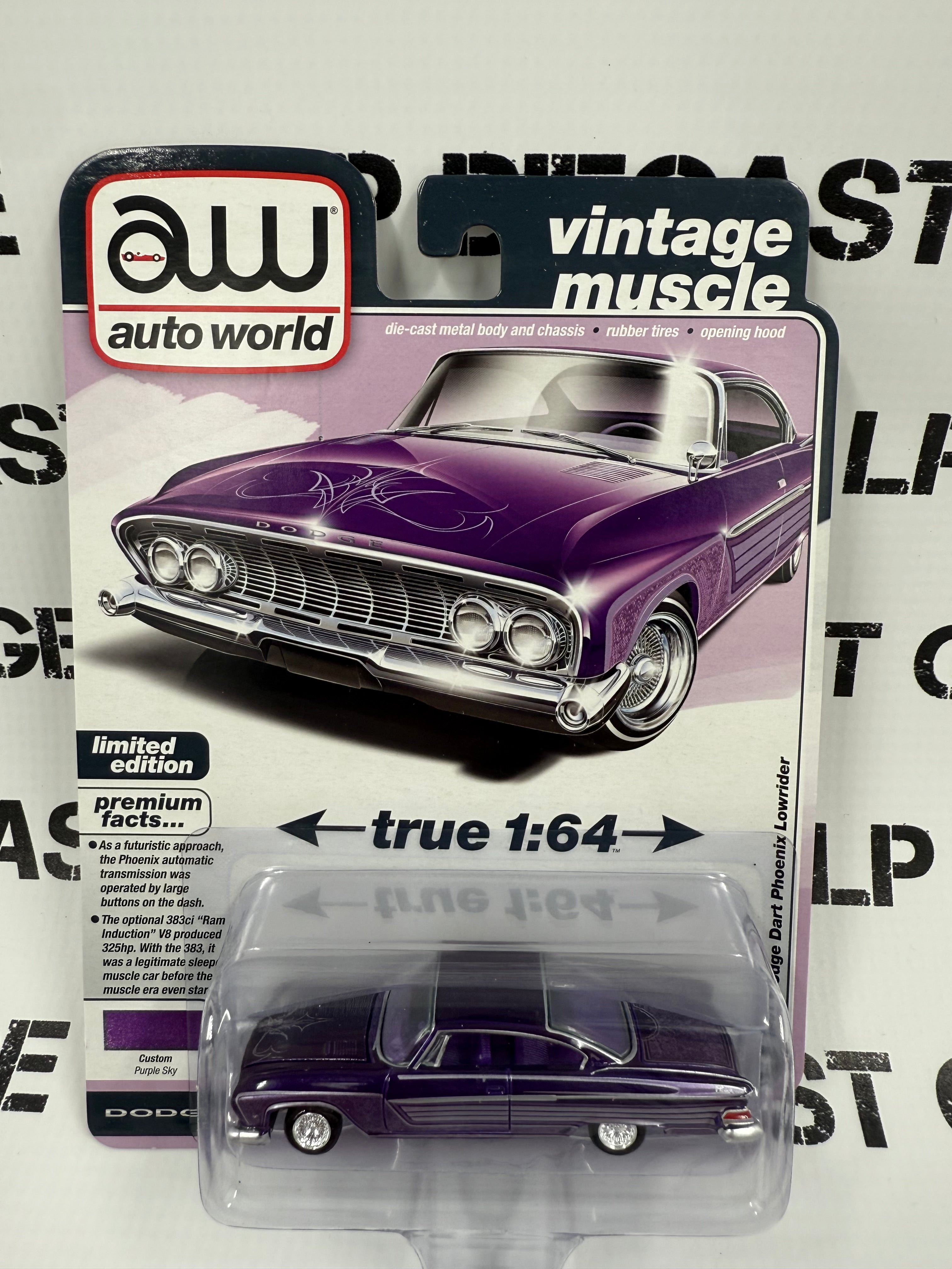 AUTO WORLD 1961 Dodge Dart Phoenix Lowrider Purple 1:64 Diecast
