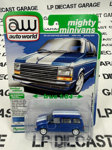 AUTO WORLD 1989 Plymouth Voyager Turbo Blue 1:64 Diecast Mighty Minivans
