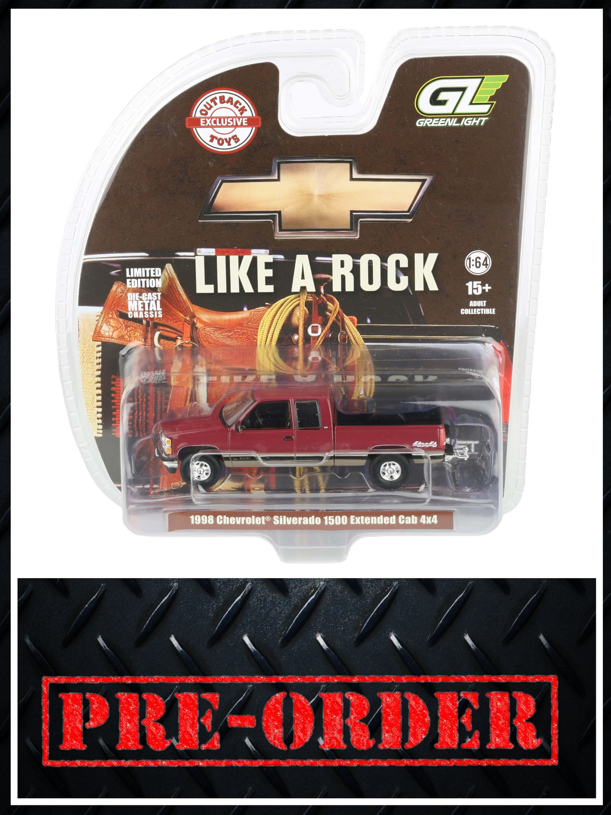GREENLIGHT 1998 Chevrolet Silverado 1500 4x4 Dark Red & Tan 1:64 Diecast OBT Exclusive PRE-ORDER