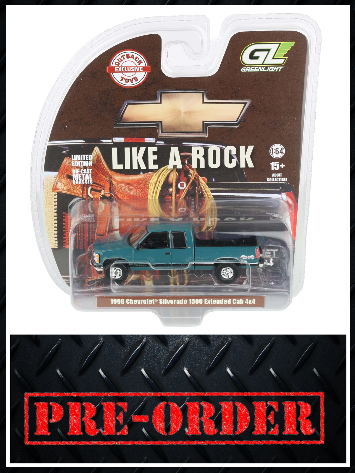 GREENLIGHT 1998 Chevrolet Silverado 1500 4x4 Emerald Green 1:64 Diecast OBT Exclusive PRE-ORDER