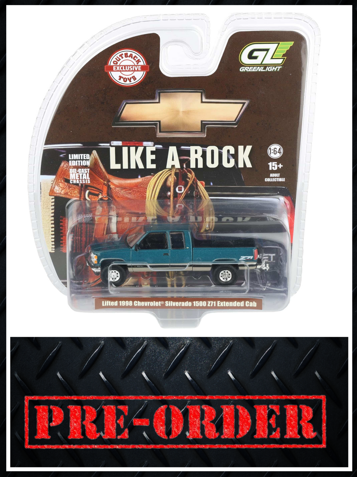 GREENLIGHT 1998 Chevrolet Silverado 1500 4x4 Green & Tan 1:64 Diecast OBT Exclusive PRE-ORDER