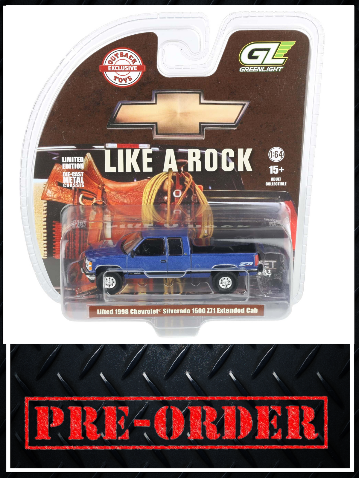 GREENLIGHT 1998 Chevrolet Silverado 1500 4x4 Blue 1:64 Diecast OBT Exclusive PRE-ORDER