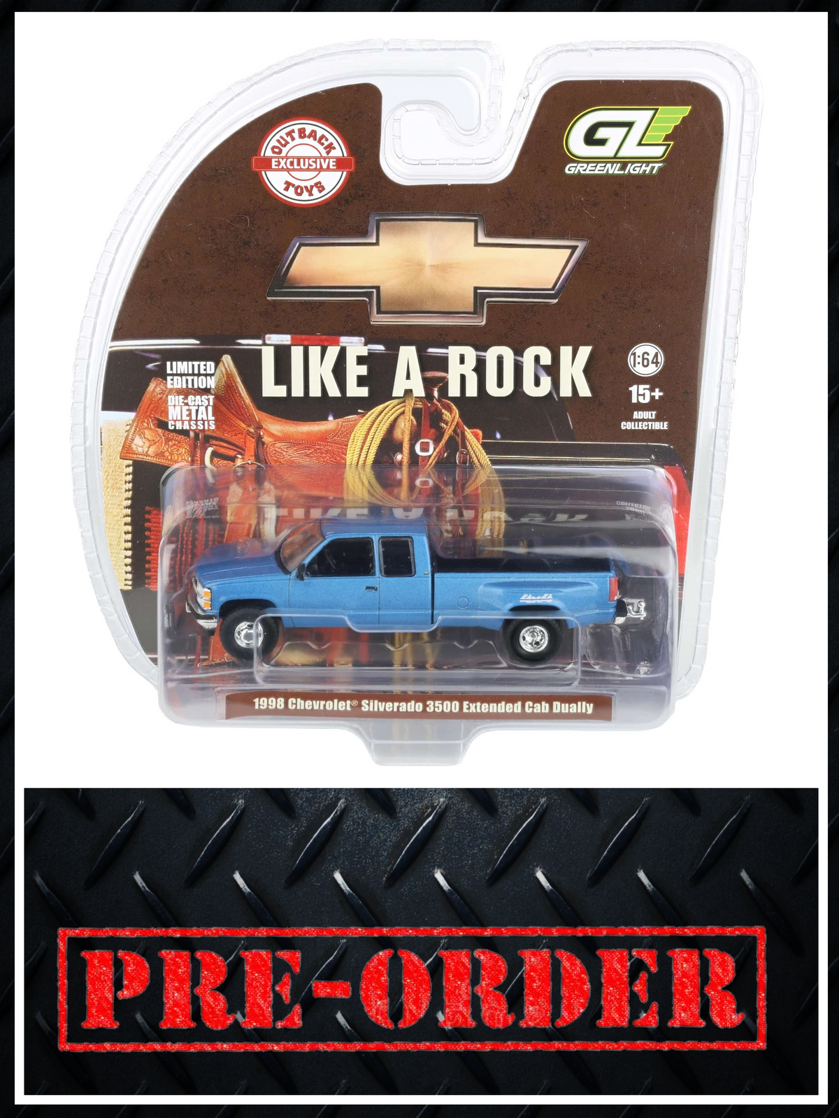 GREENLIGHT 1998 Chevrolet Silverado 3500 4x4 Blue 1:64 Diecast OBT Exclusive PRE-ORDER