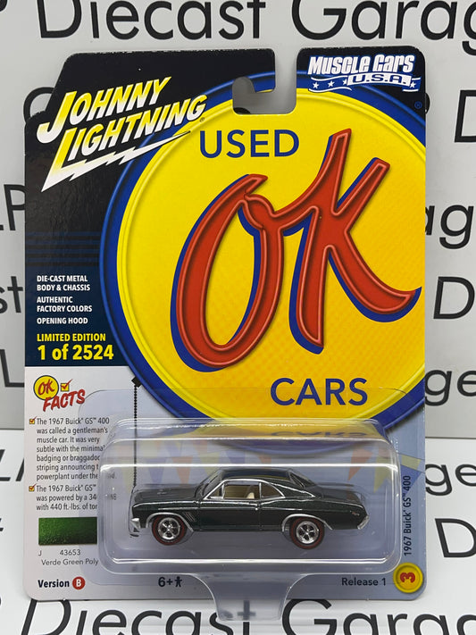 JOHNNY LIGHTNING OK Used Cars 1967 Buick GS 400 Verde Green Poly 1:64 Diecast
