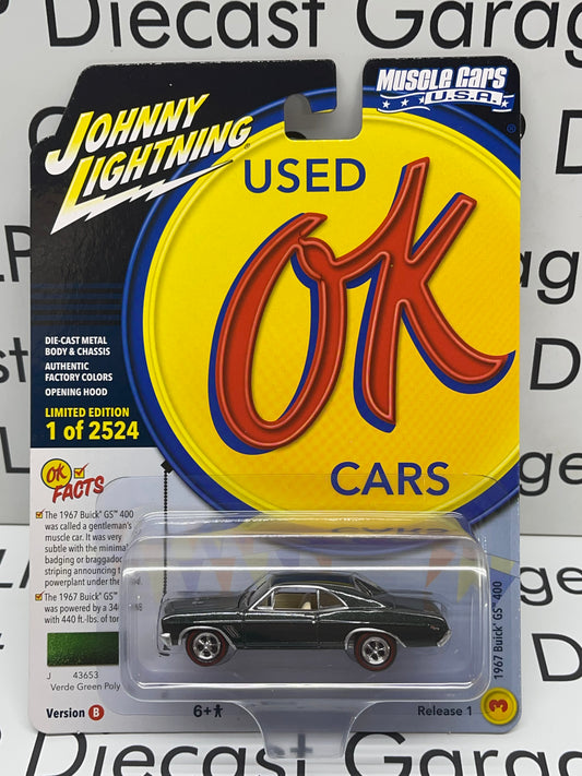 JOHNNY LIGHTNING 1967 Buick GS 400 Verde Green Poly 1:64 Diecast OK Used Cars