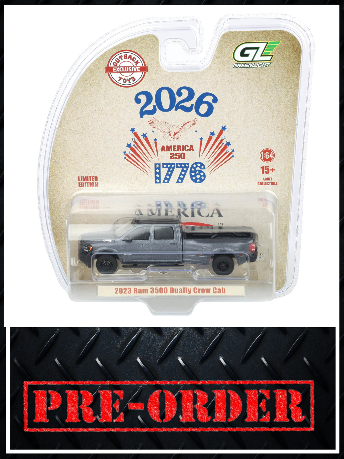 GREENLIGHT 2023 Ram 3500 USA 250 Years 1:64 Diecast OBT Exclusive PRE-ORDER