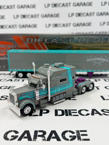 IXO Models Peterbilt 379 Sleeper Cab Transamerica w/ Trailer 1:64 Diecast Semi Truck Gray & Blue